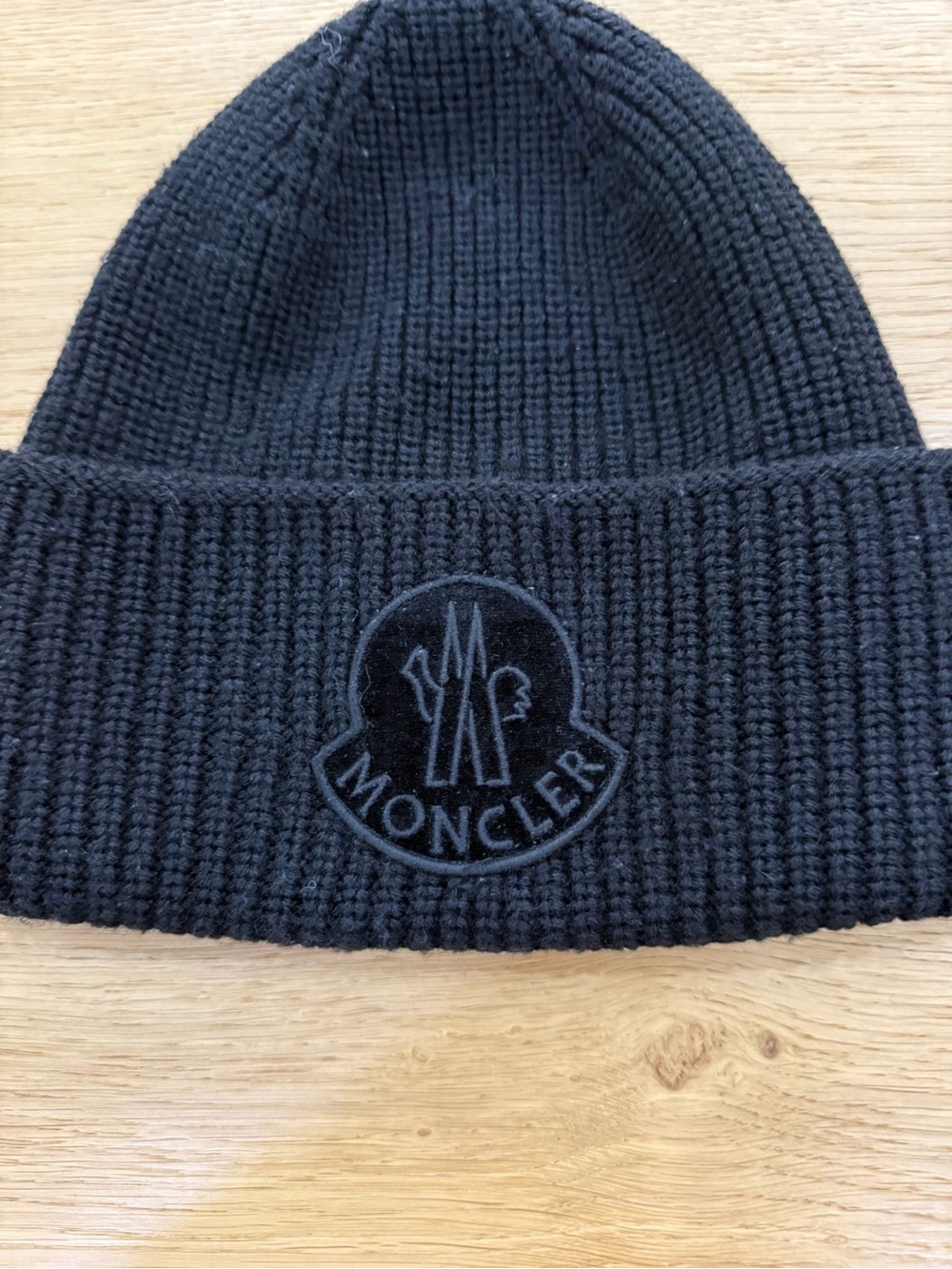 Moncler Wool Embroidered Black Beanie - Picture 2 of 4